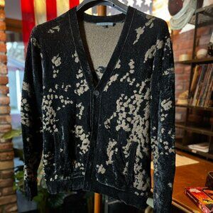 JOHN VARVATOS Black and Gold Metallic Cardigan in sz L